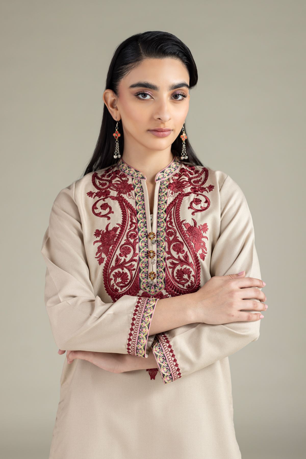 Embroidered Heavy Blended Viscose Kurta - OTD4-EX22-10TA-VG