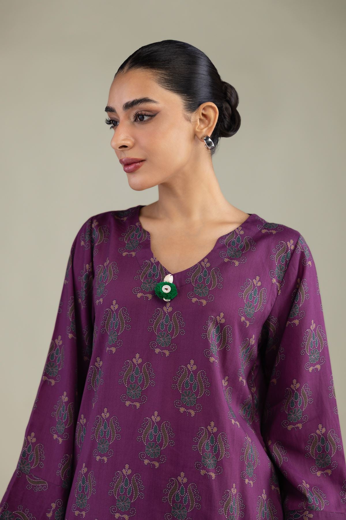 Printed Textured Weave Short Printed Kurta - 8-26-303-A-C1-VG