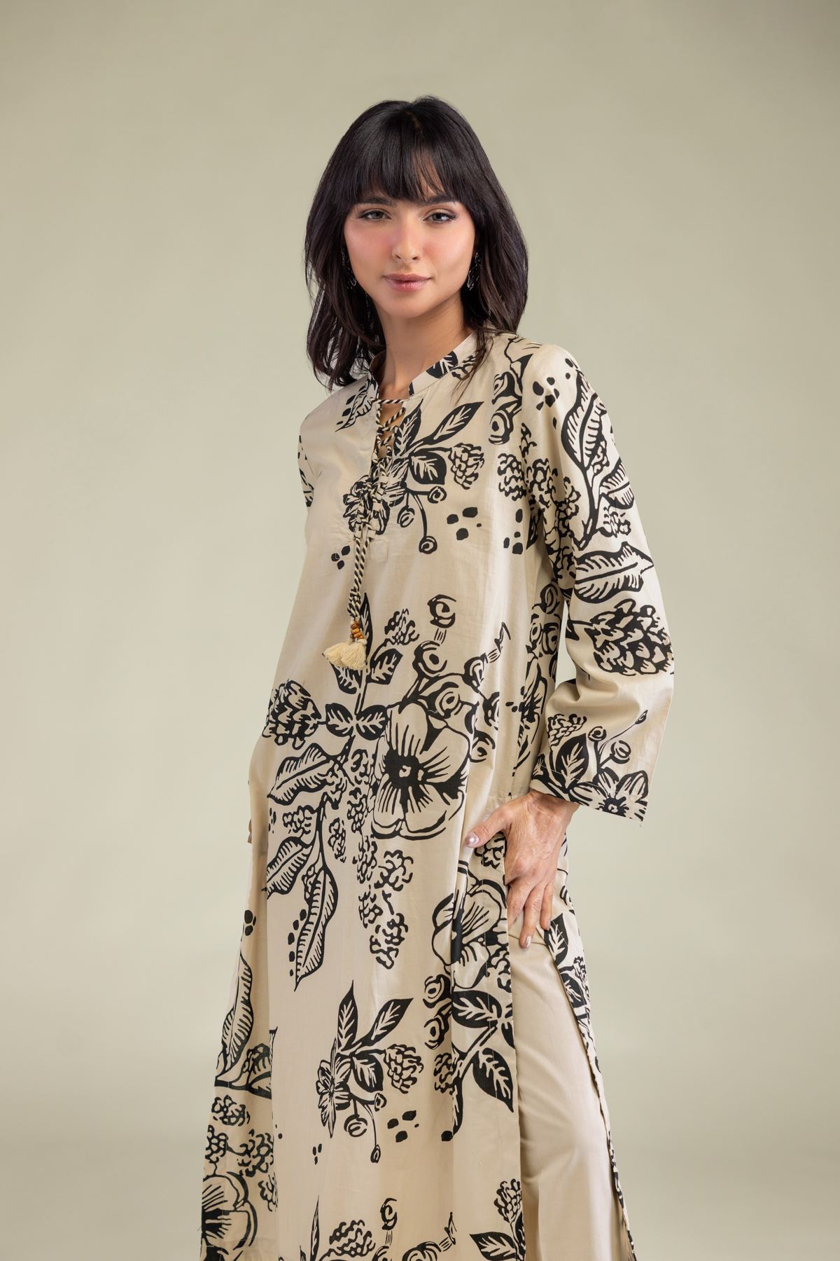 Printed Cambric Floral Cambric Kurta - 1-26-231-A-D1-VG