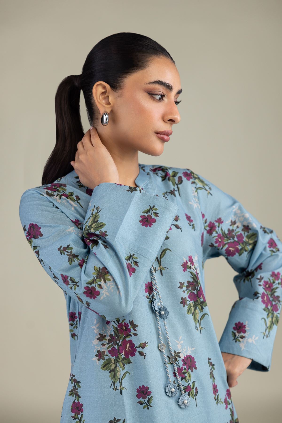Printed Cotton Dobby Floral Cotton Kurta - 1-26-229-B-I2-VG