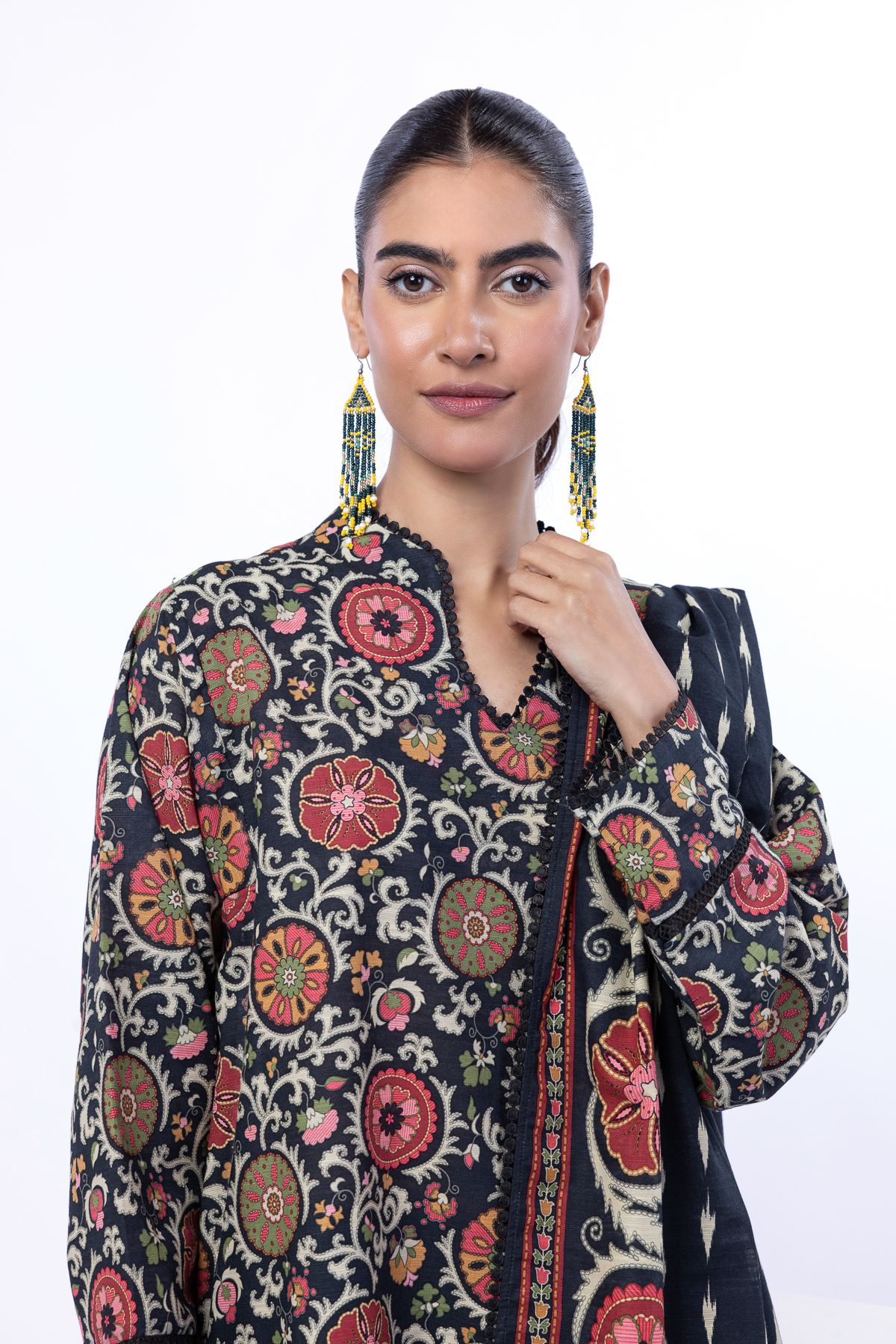 Printed Light Khaddar Fabrics 3 Piece - CHD25A-VG