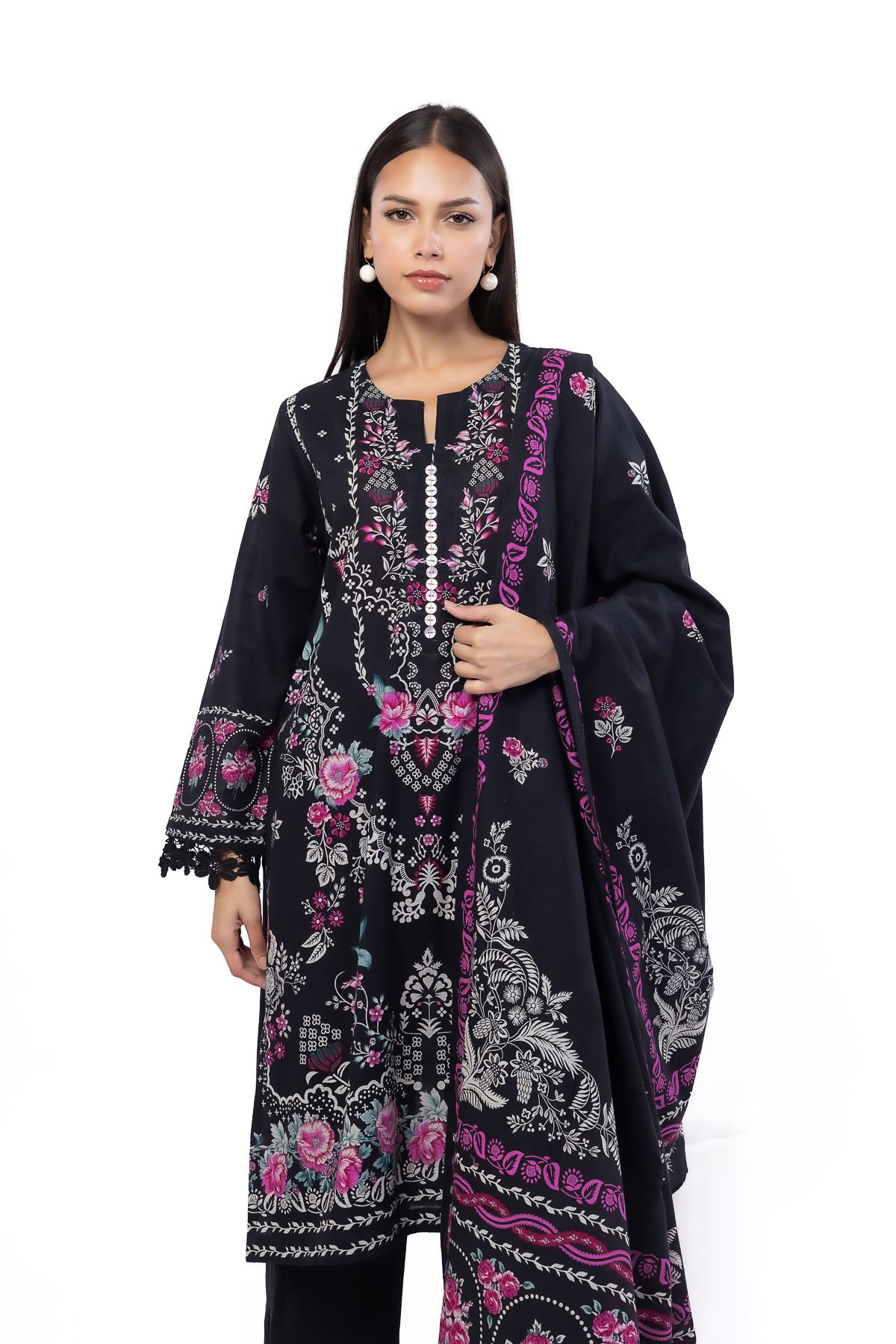 Printed Khaddar Fabrics 3 Piece - CV01A-VG