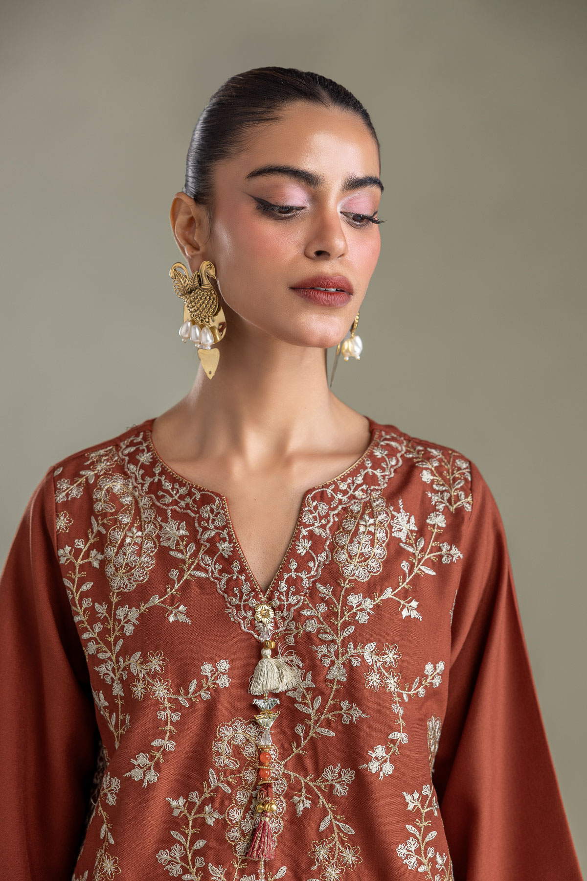Embroidered Heavy Blended Viscose Short Viscose Kurta - 1-26-431-A-D1-VG