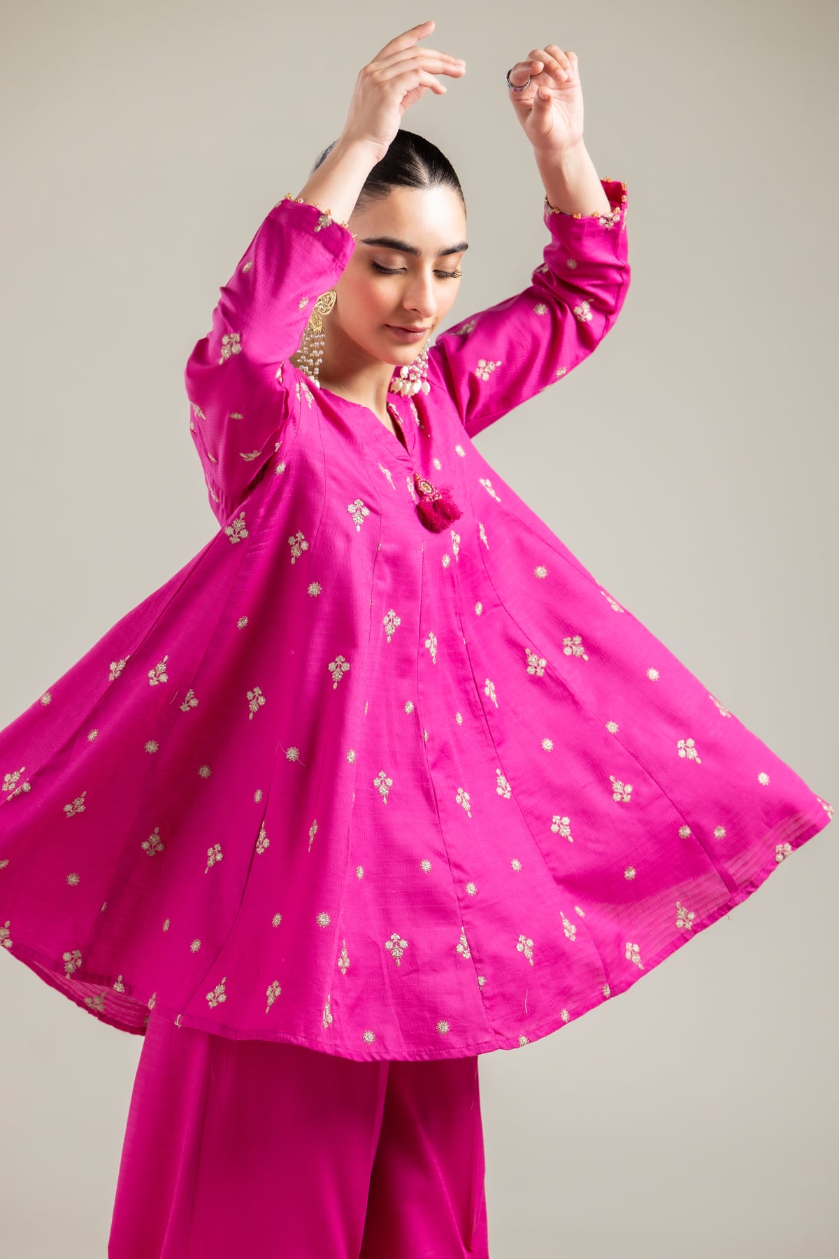 Embroidered Cotton Dobby Cotton Magenta Kurta - 26-01-2E6-03TA-VG