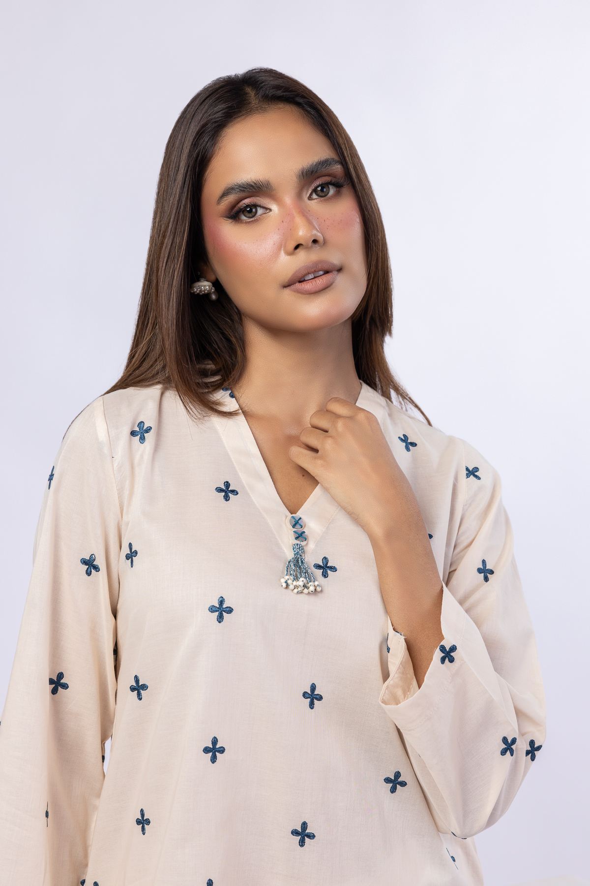 Embroidered Cambric Kurta - 25-08K3-05TA-VG
