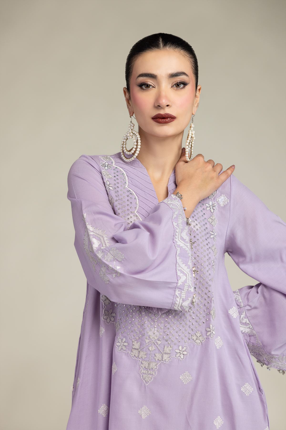 Embroidered Raw Silk Long Embroidered Kurta - T-A11-26-106FG1-VG