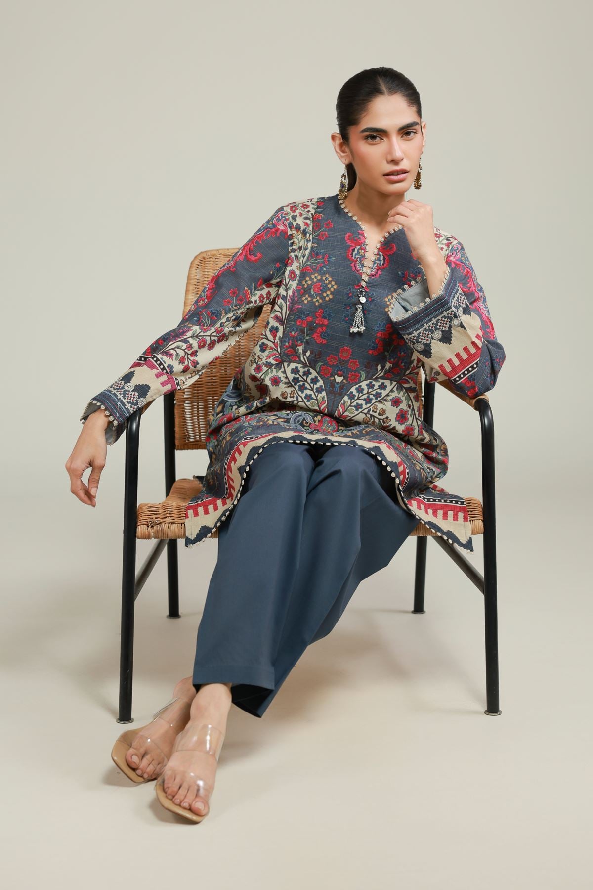Embroidered Messuri Fabrics 2 Piece | Top and Bottom - A22-26-102FC1-VG