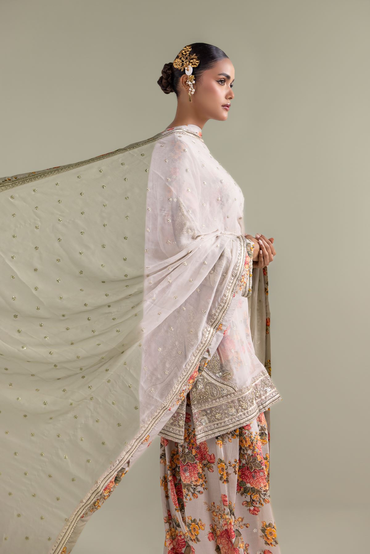 Embroidered Chiffon Floral Zari 3-piece - 5-26-103-F-F-VG