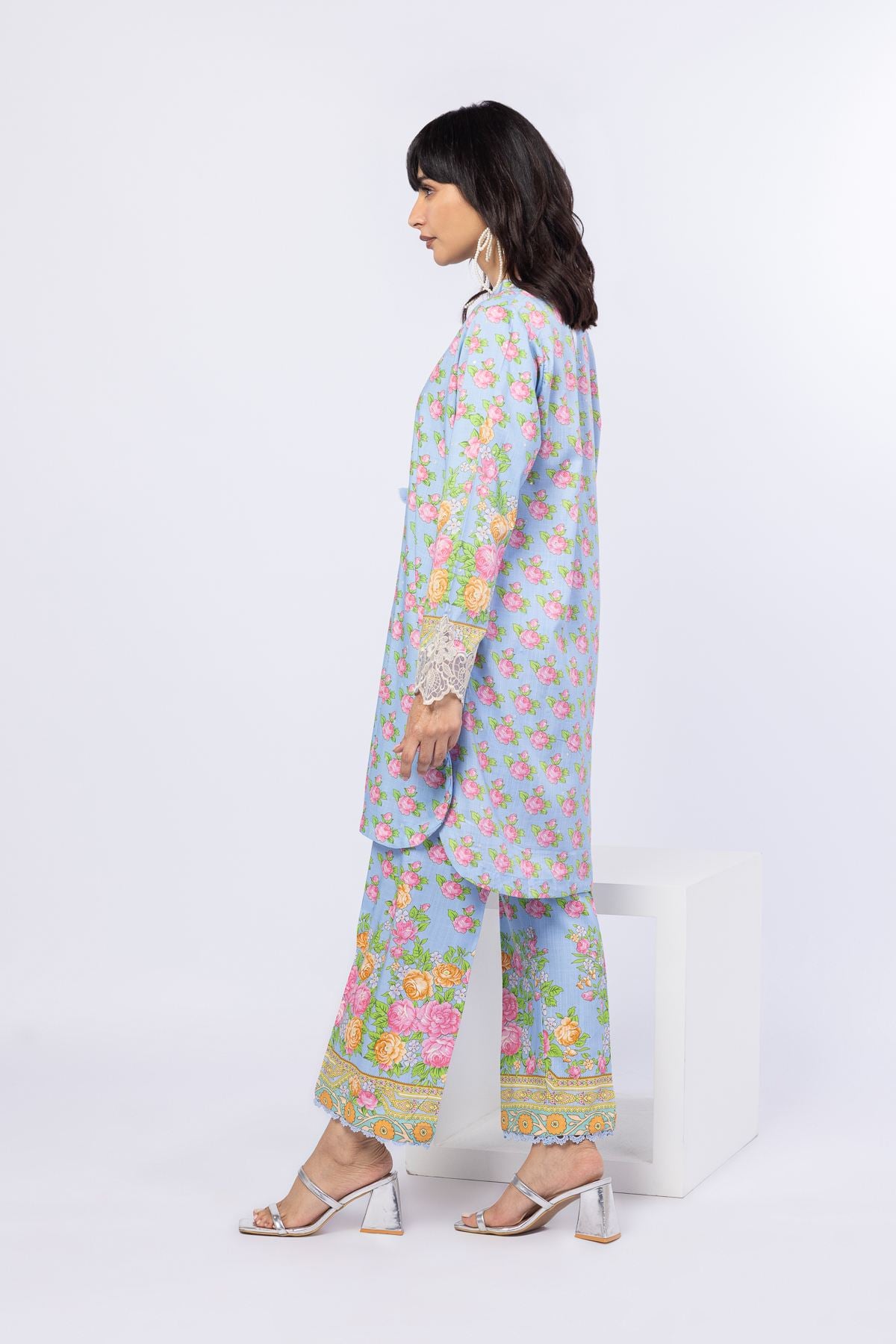 Printed Crosshatch Raw Silk Pants - 25-05S23-06TB-VG