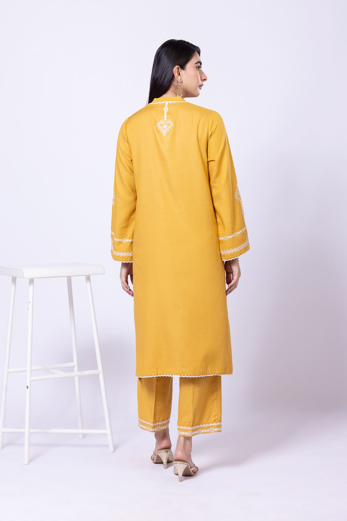 Embroidered Dull Raw Silk Kurta - 25-09-10E1-09TB-VG