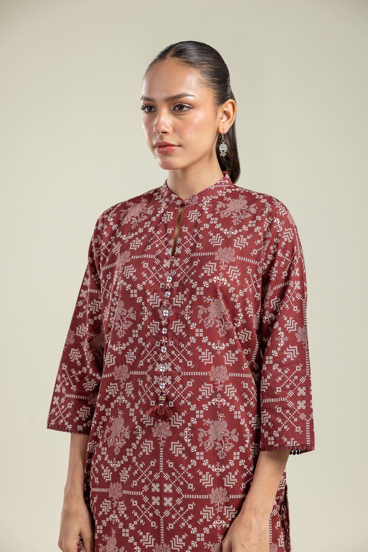 Printed Cambric Short Cambric Kurta - 1-26-208-A-H2-VG