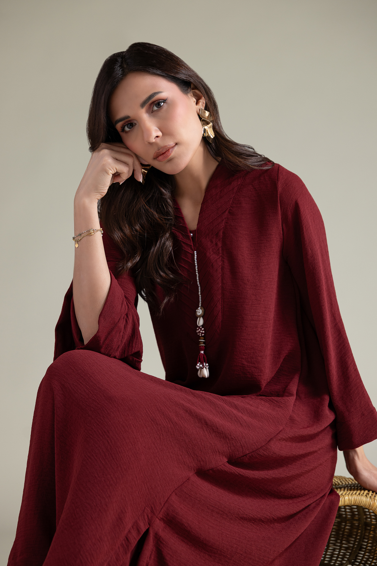 Dyed Textured Georgette Dyed Longline Kurta - T-A112-26-118EG2-VG