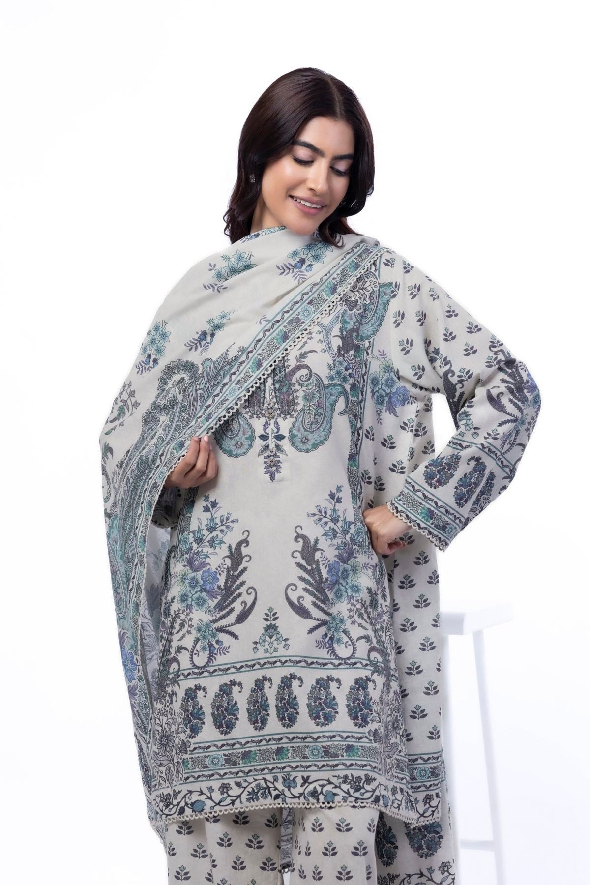 Printed Karandi Tailored 3 Piece - 1-26-101-A-C-VG