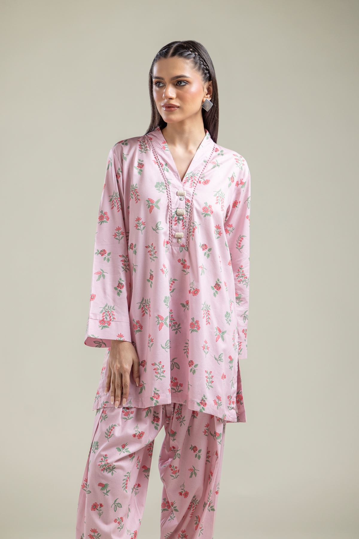 Printed Cotton Viscose Floral Pink Kurta - 1-26-134-A-F-VG