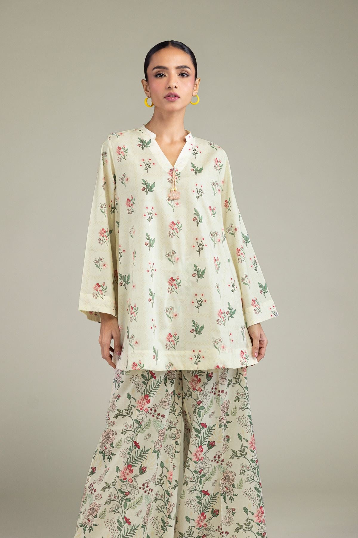 Printed Cambric Floral Cambric Kurta - 1-26-206-A-H1-VG