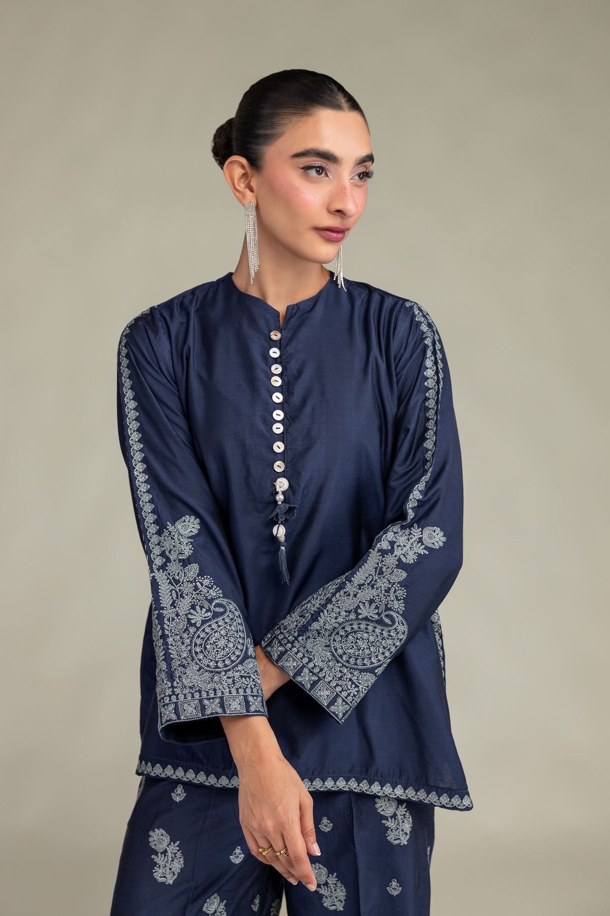 Printed Raw Silk Silk Floral Kurta - 1-26-244-A-D1-VG