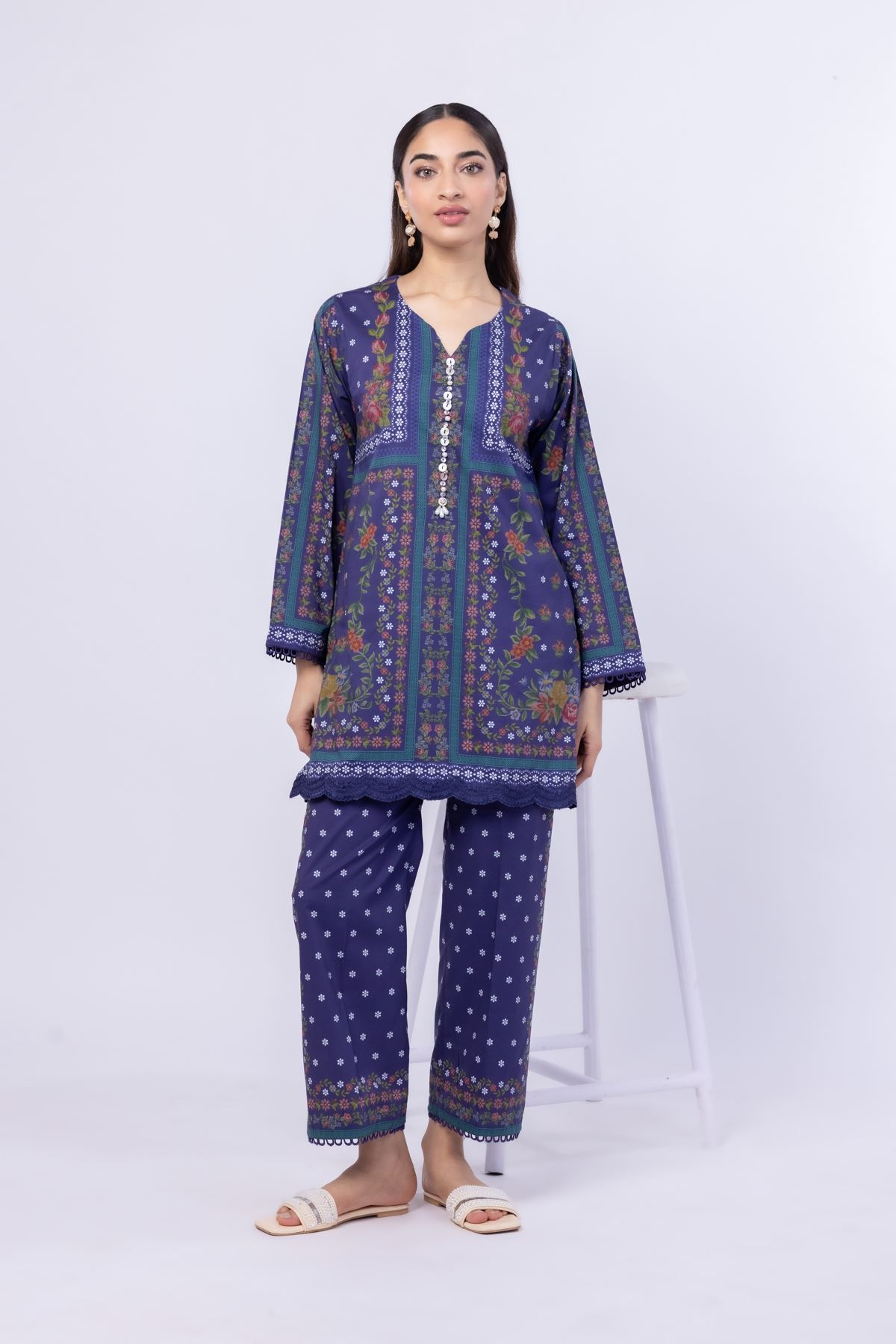 Printed Cotton Viscose Pants - 25-04E48-07TA-VG