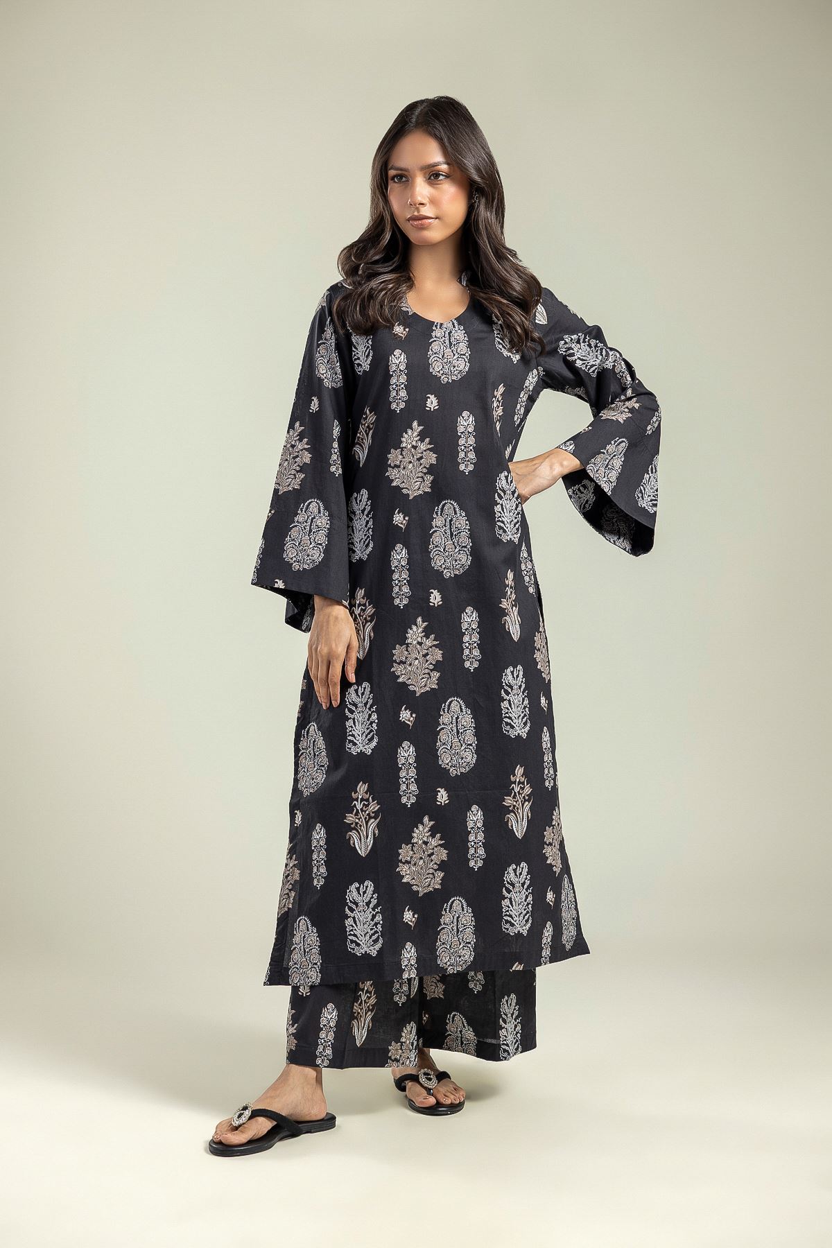Printed Cambric Kurta - 1-26-124-B-F-VG